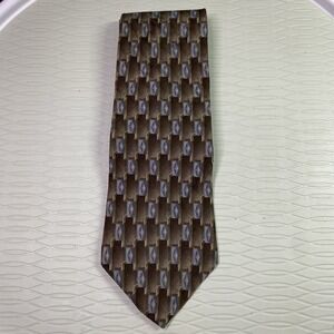 Zylos Brown/Tan&Light Blue George Machado 100%‎ Silk Tie 54" Made In USA